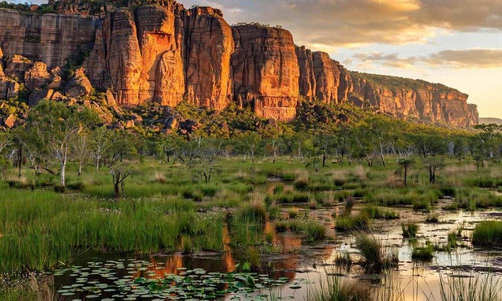 Arnhem Land escarpment rising above Kakadu wetlands