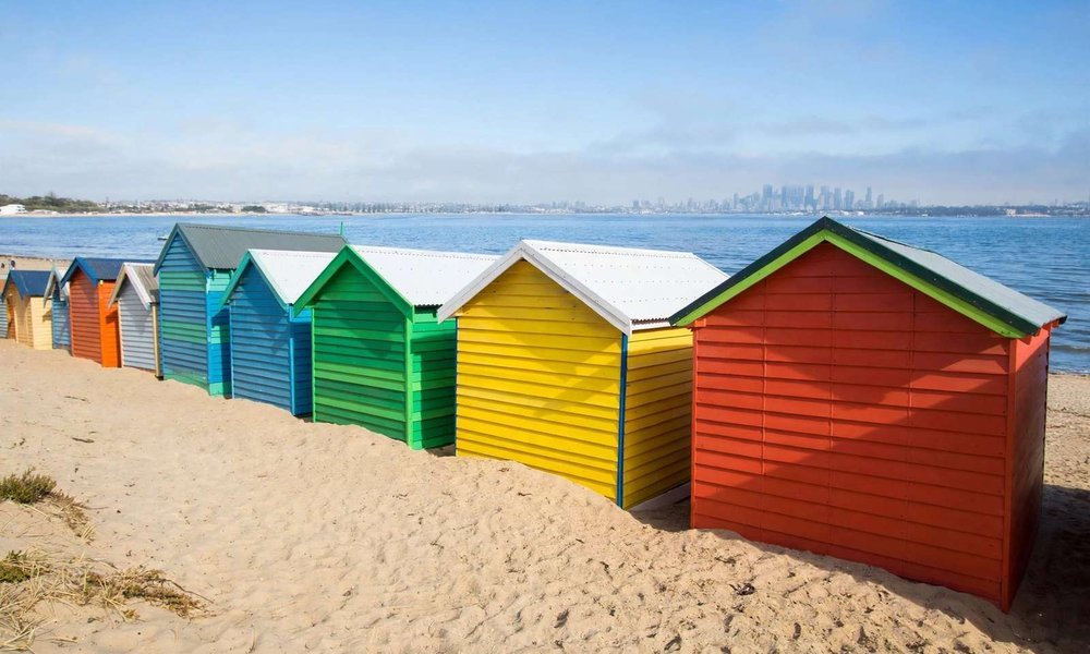 Brighton Beach bathing boxes in Melbourne