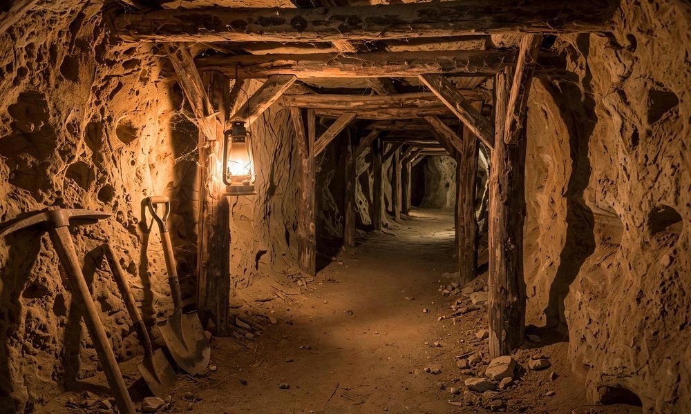 Inside a hand-dug opal mine tunnel in Coober Pedy