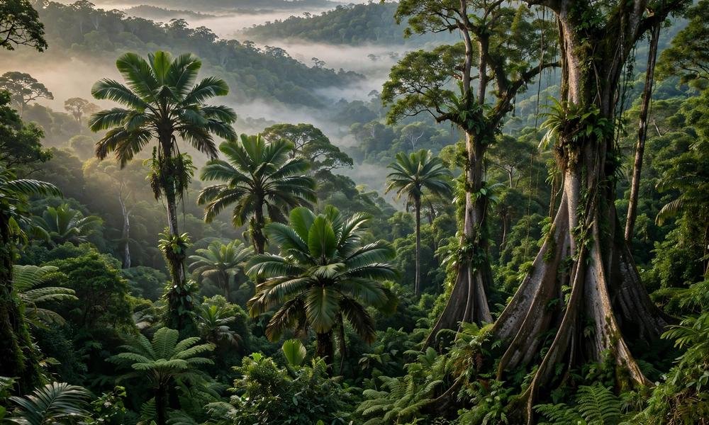 Lush green rainforest canopy in the Daintree Rainforest, Queensland