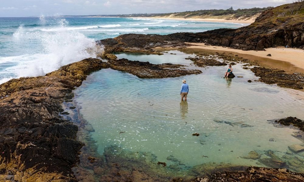 Champagne Pools, natural ocean rock pools on Fraser Island's east coast