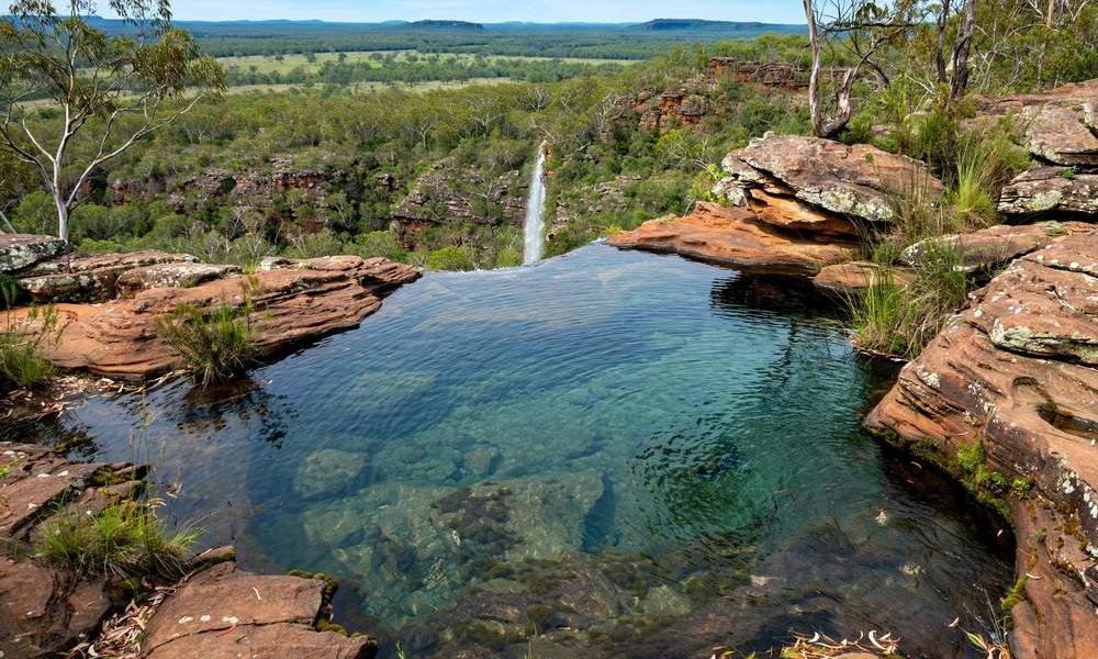 Natural infinity pool at the top of Gunlom Falls