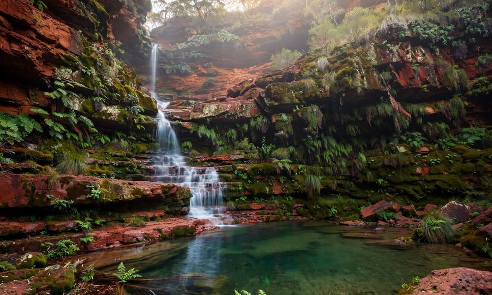 Fortescue Falls cascading into a pool in Dales Gorge, Karijini National Park