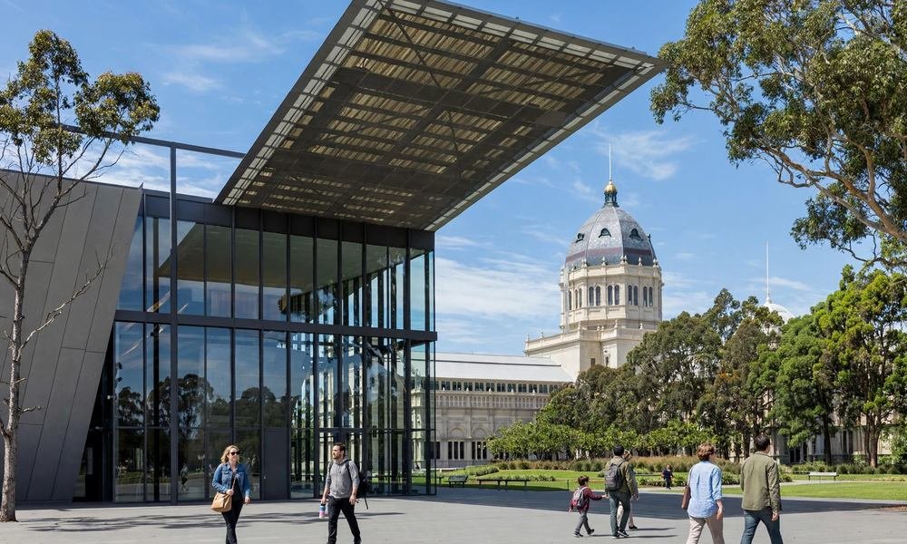 Melbourne Museum exterior in Carlton with the Royal Exhibition Building nearby
