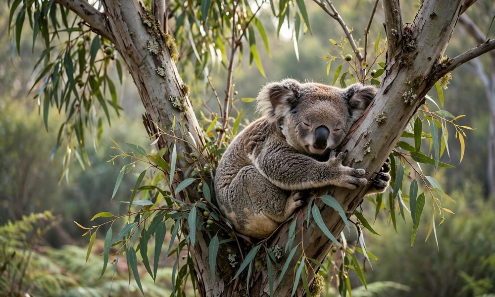Koala resting in a eucalyptus tree on Phillip Island