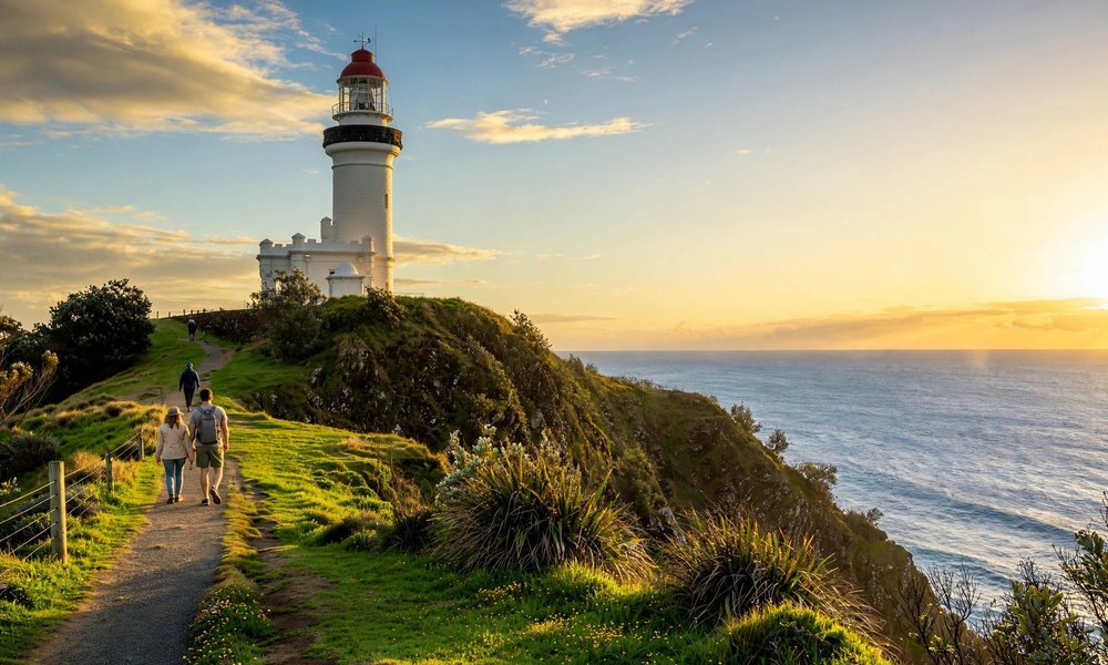 Byron Bay lighthouse on the headland at Cape Byron